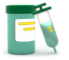 Medication bottle and syringe